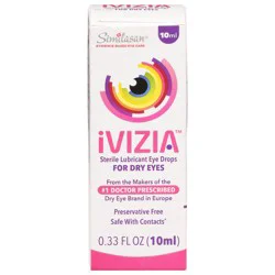 iVIZIA Sterile Lubricant Eye Drops for Dry Eyes, Preservative-Free, Moisturizing, Dry Eye Relief, Contact Lens Friendly, 0.33 fl oz