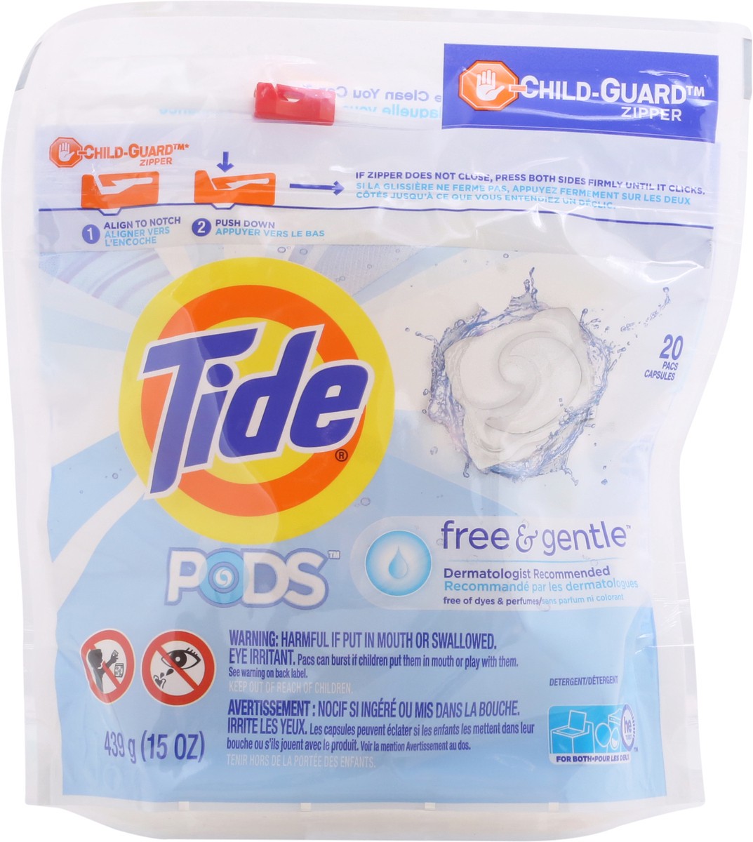 slide 4 of 10, Tide Pods Pacs Free & Gentle Detergent 20 ea, 20 ct