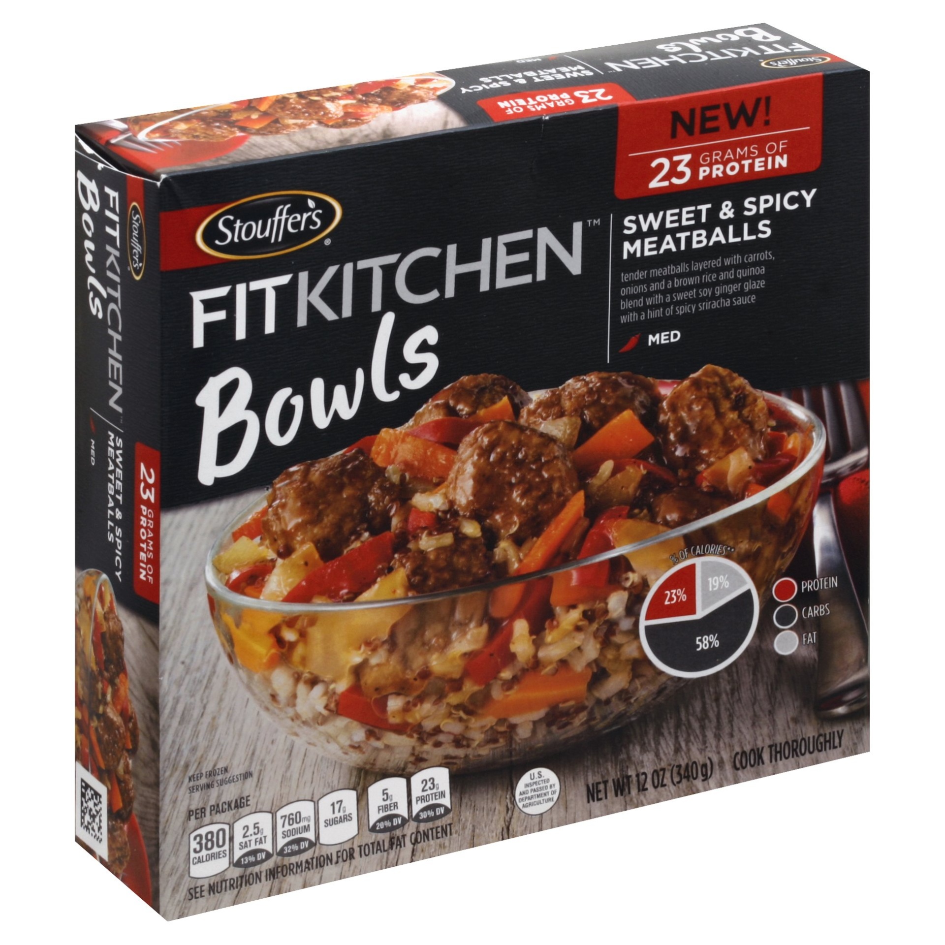 slide 1 of 2, Stouffer's Sweet & Spicy Meatballs Firkitchen Bowls, 12 oz