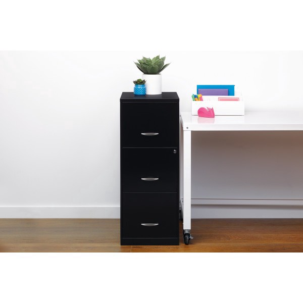 slide 7 of 7, Realspace 18 in 3-Drawer Metal Vertical File Cabinet - Black, 18 in