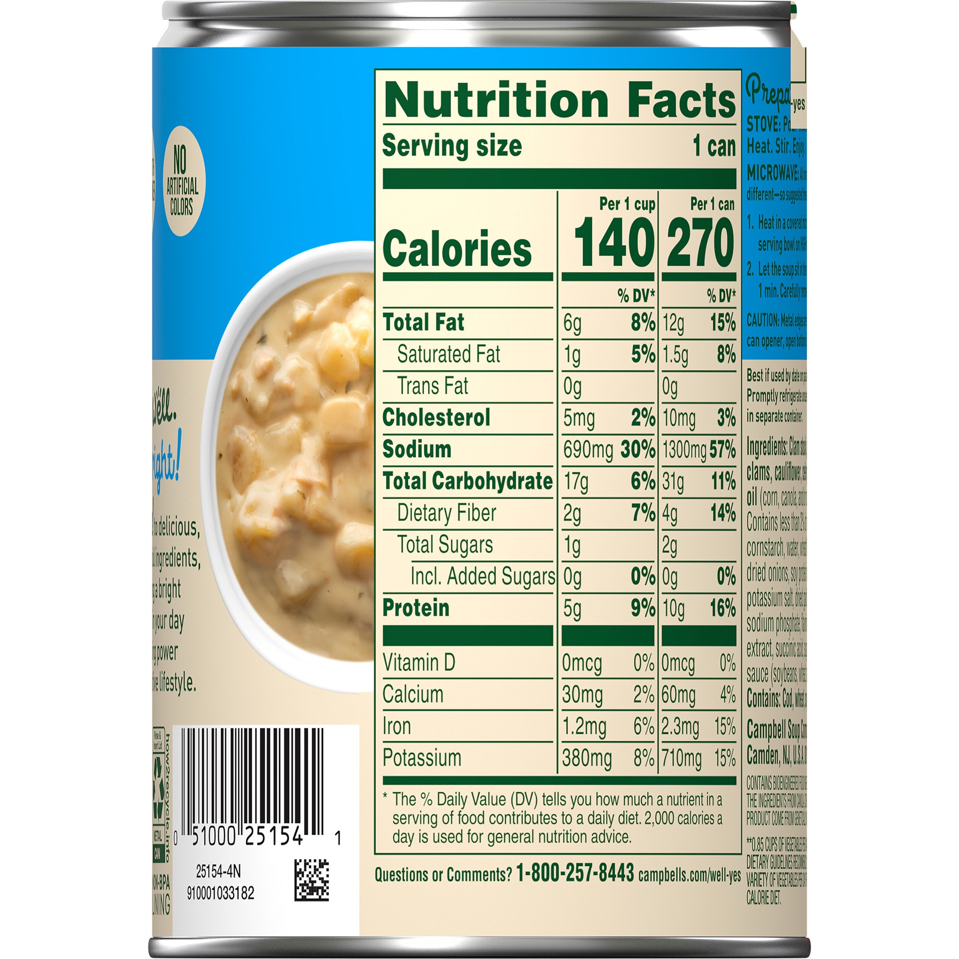 slide 3 of 5, Campbell's Well Yes! New England Clam Chowder, 16.3 Oz Can, 16.30 oz