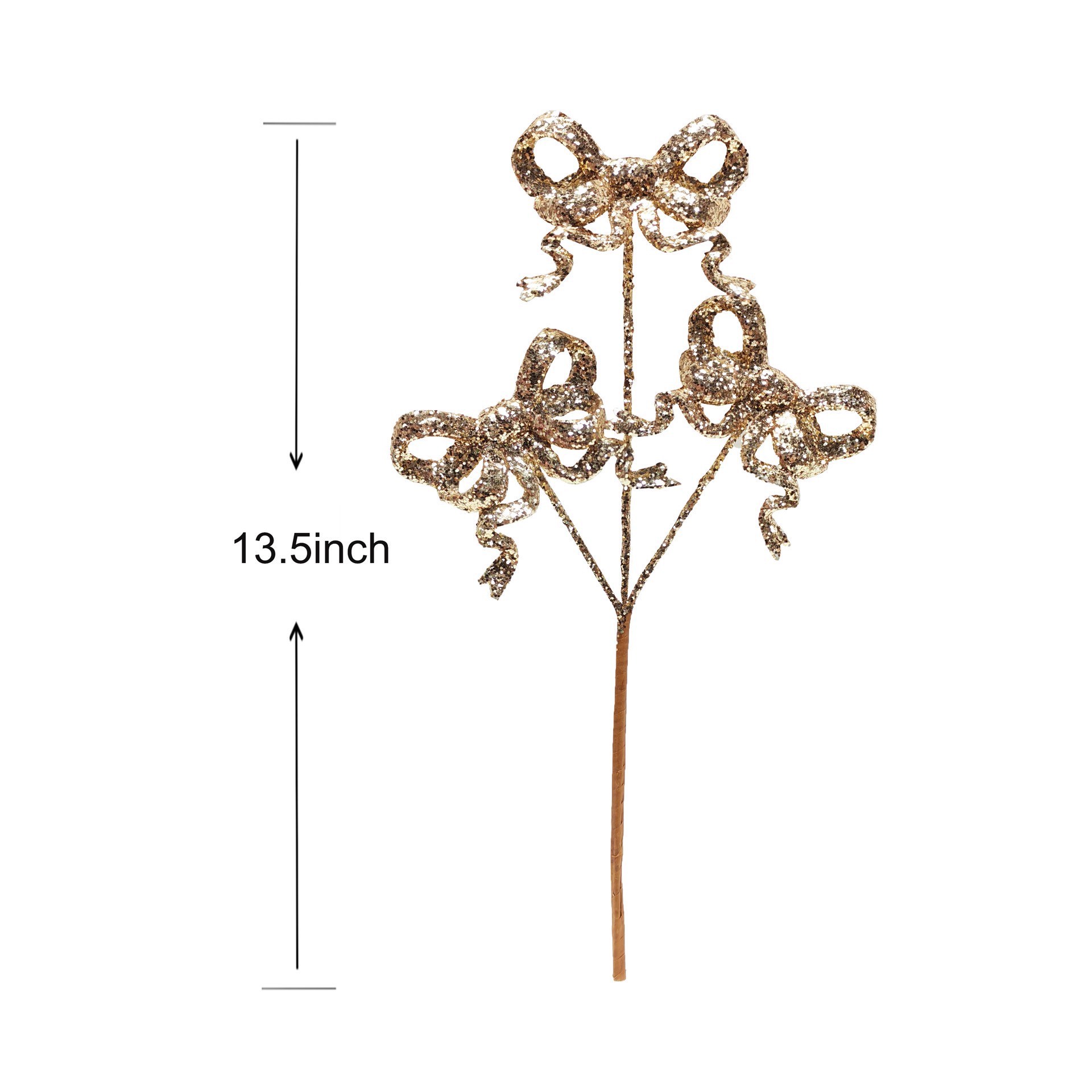 slide 2 of 3, 13.5" Gold Glitter Bow Trio Pick By Ashland, 6.5 in x 1.5 in x 13.5 in