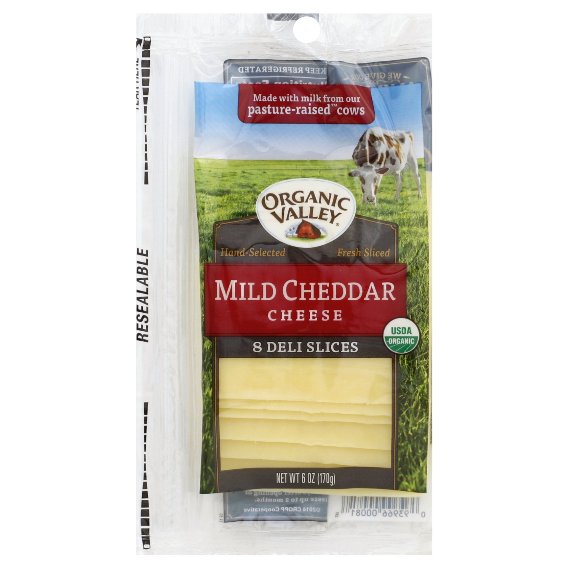 slide 1 of 1, Organic Valley Mild Cheddar Cheese Slices, 6 oz