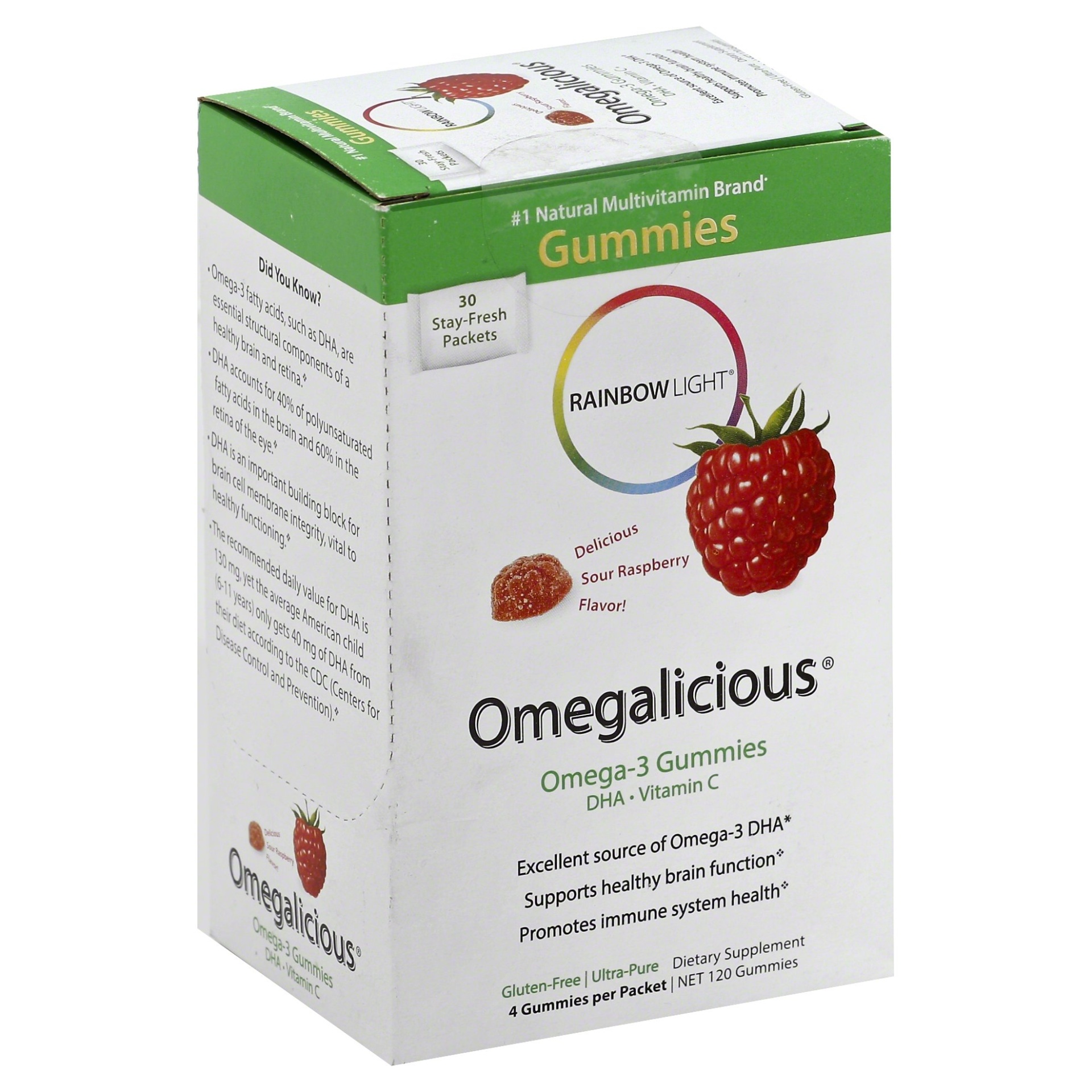 slide 1 of 1, Rainbow Light Omegalicious Omega-3 Gummies Packets, 30 ct