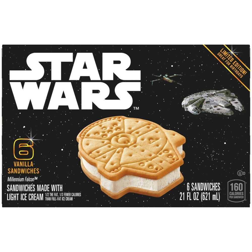 slide 3 of 3, Star Wars Millennium Falcon Ice Cream Cookie Sandwich, 6 ct