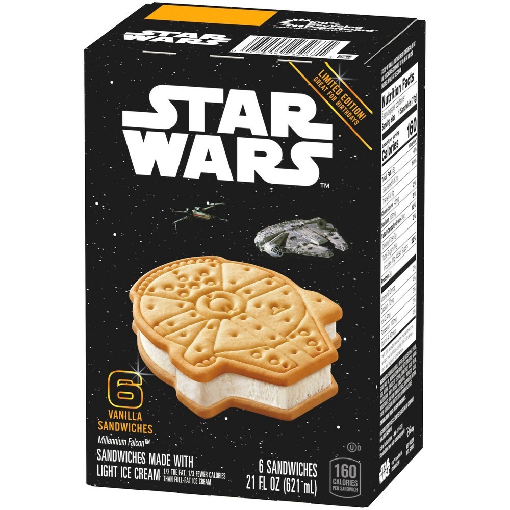 slide 2 of 3, Star Wars Millennium Falcon Ice Cream Cookie Sandwich, 6 ct