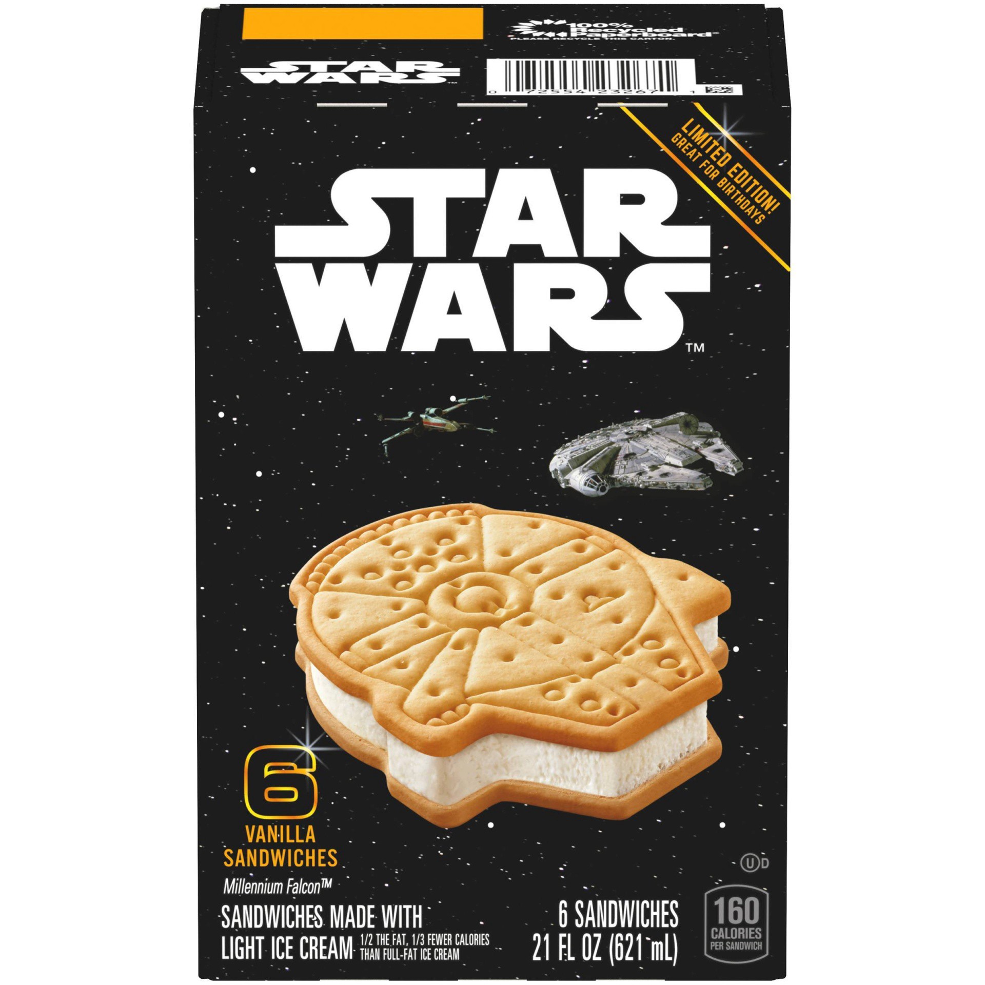 slide 1 of 3, Star Wars Millennium Falcon Ice Cream Cookie Sandwich, 6 ct