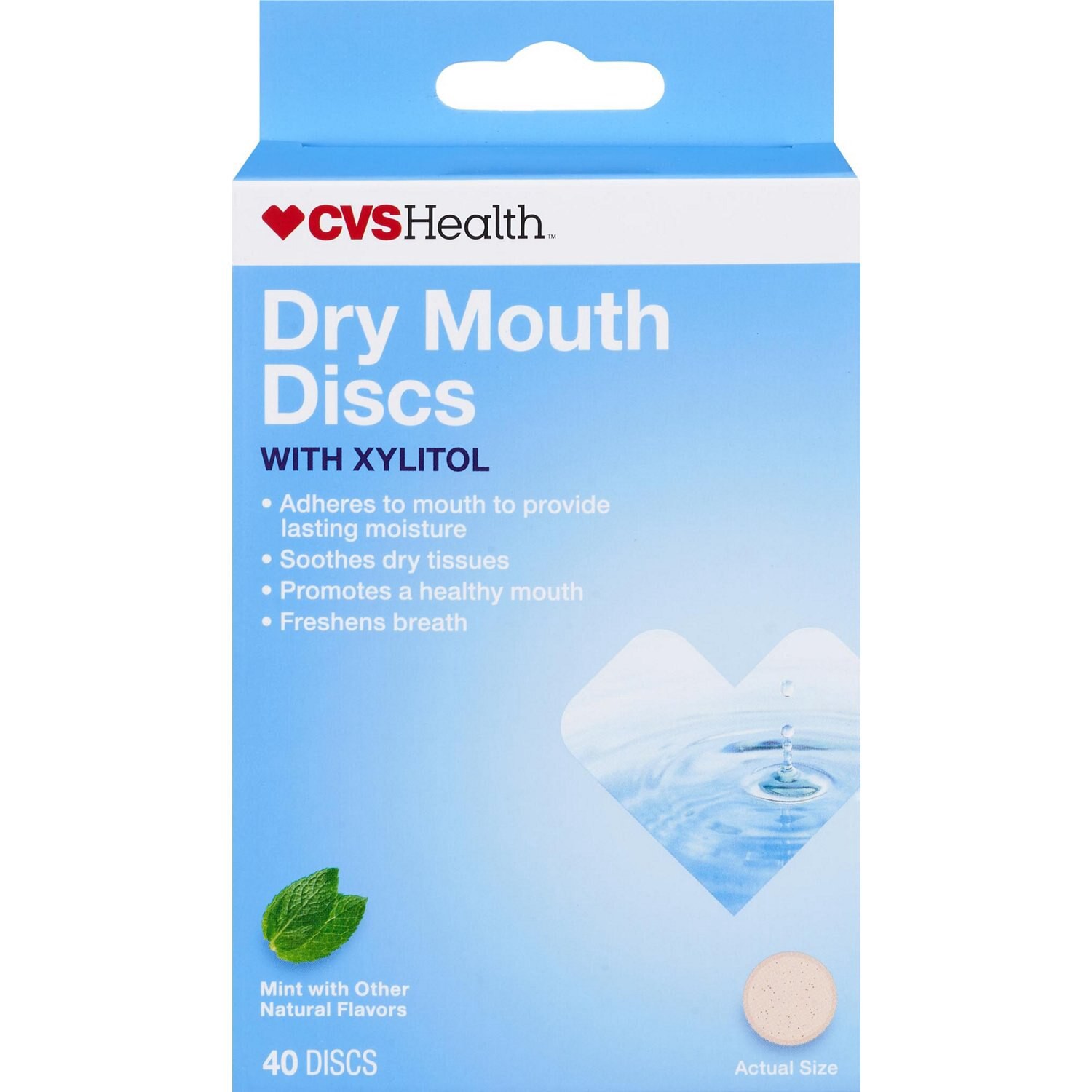slide 1 of 4, CVS Health Dry Mouth Discs With Xylitol, Mint, 40 Ct, 1 ct