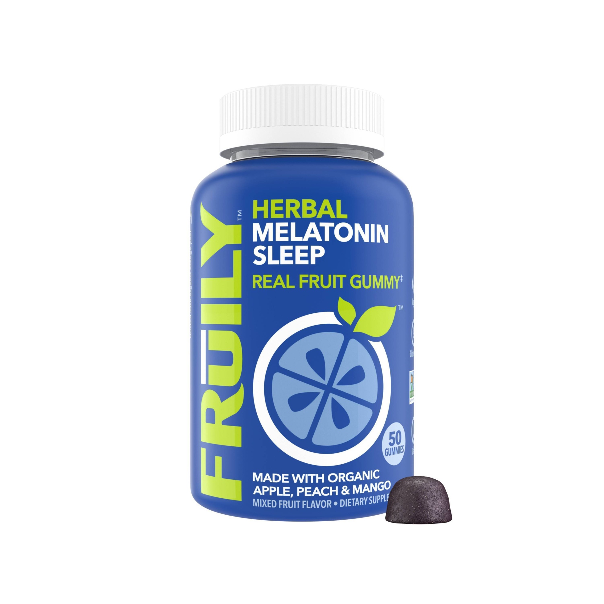 slide 1 of 1, Fruily Herbal Melatonin Sleep Real Fruit Gummy, 50 ct