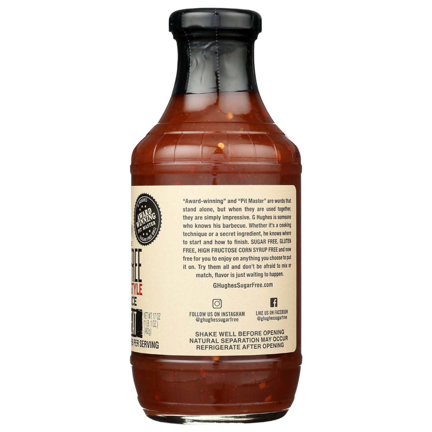 slide 2 of 2, G Hughes Sugar Free Carolina Style BBQ Sauce 17 oz, 17 oz