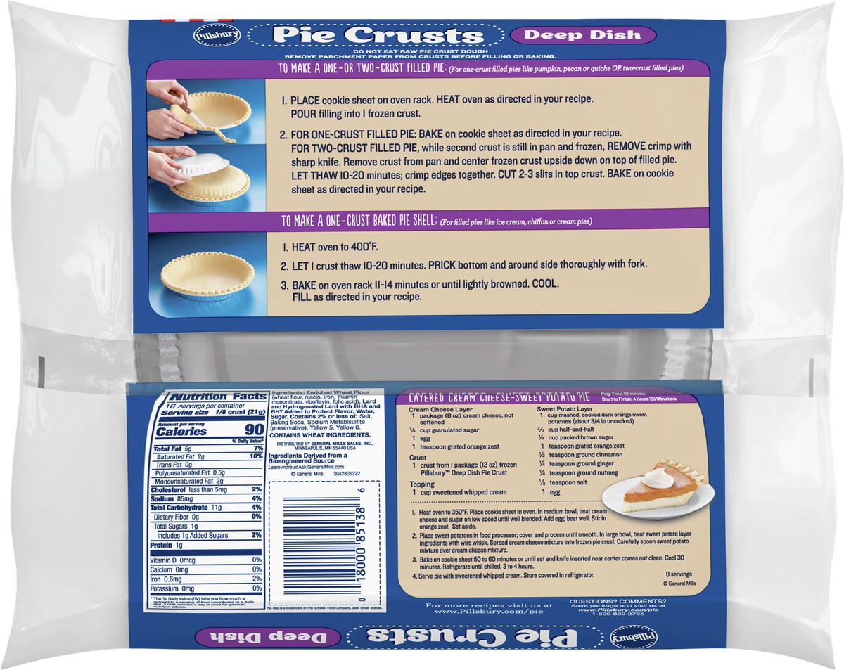 slide 8 of 9, Pillsbury Frozen Pie Crust, Deep Dish, Two 9-Inch Pie Crusts & Pans, 2 ct, 12 oz, 12 oz