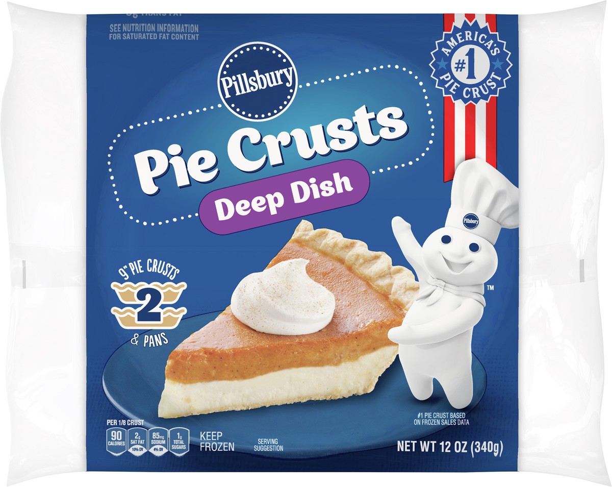 slide 4 of 9, Pillsbury Frozen Pie Crust, Deep Dish, Two 9-Inch Pie Crusts & Pans, 2 ct, 12 oz, 12 oz