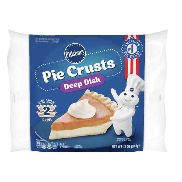 slide 1 of 9, Pillsbury Frozen Pie Crust, Deep Dish, Two 9-Inch Pie Crusts & Pans, 2 ct, 12 oz, 12 oz