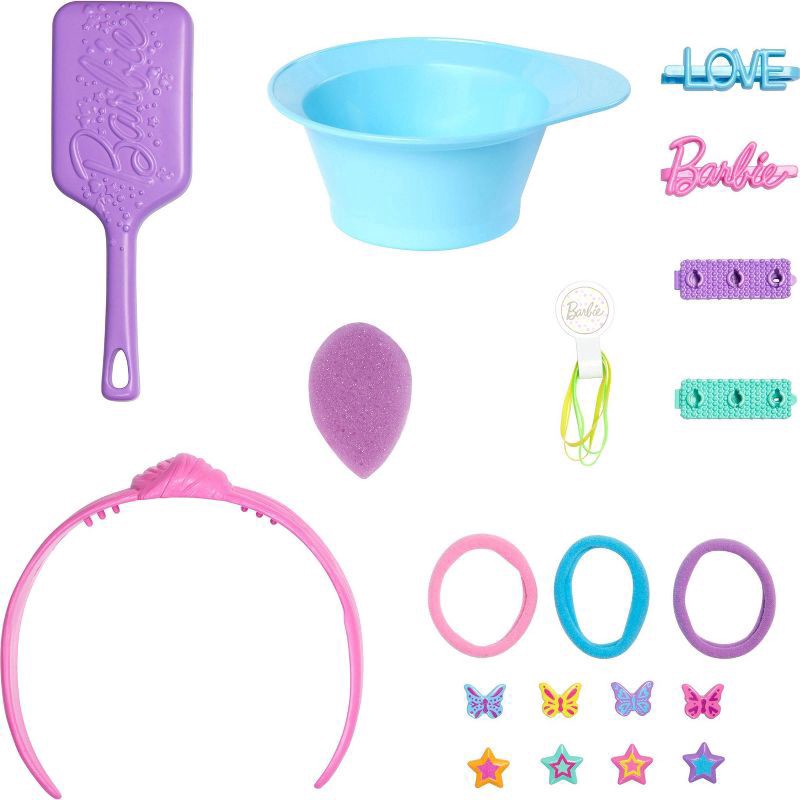 slide 6 of 6, Barbie Doll Styling Head, Blonde Hair with 20+ Styling Accessories, 1 ct