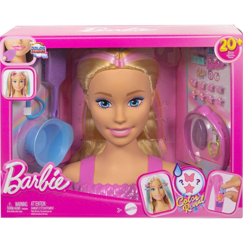 slide 4 of 6, Barbie Doll Styling Head, Blonde Hair with 20+ Styling Accessories, 1 ct