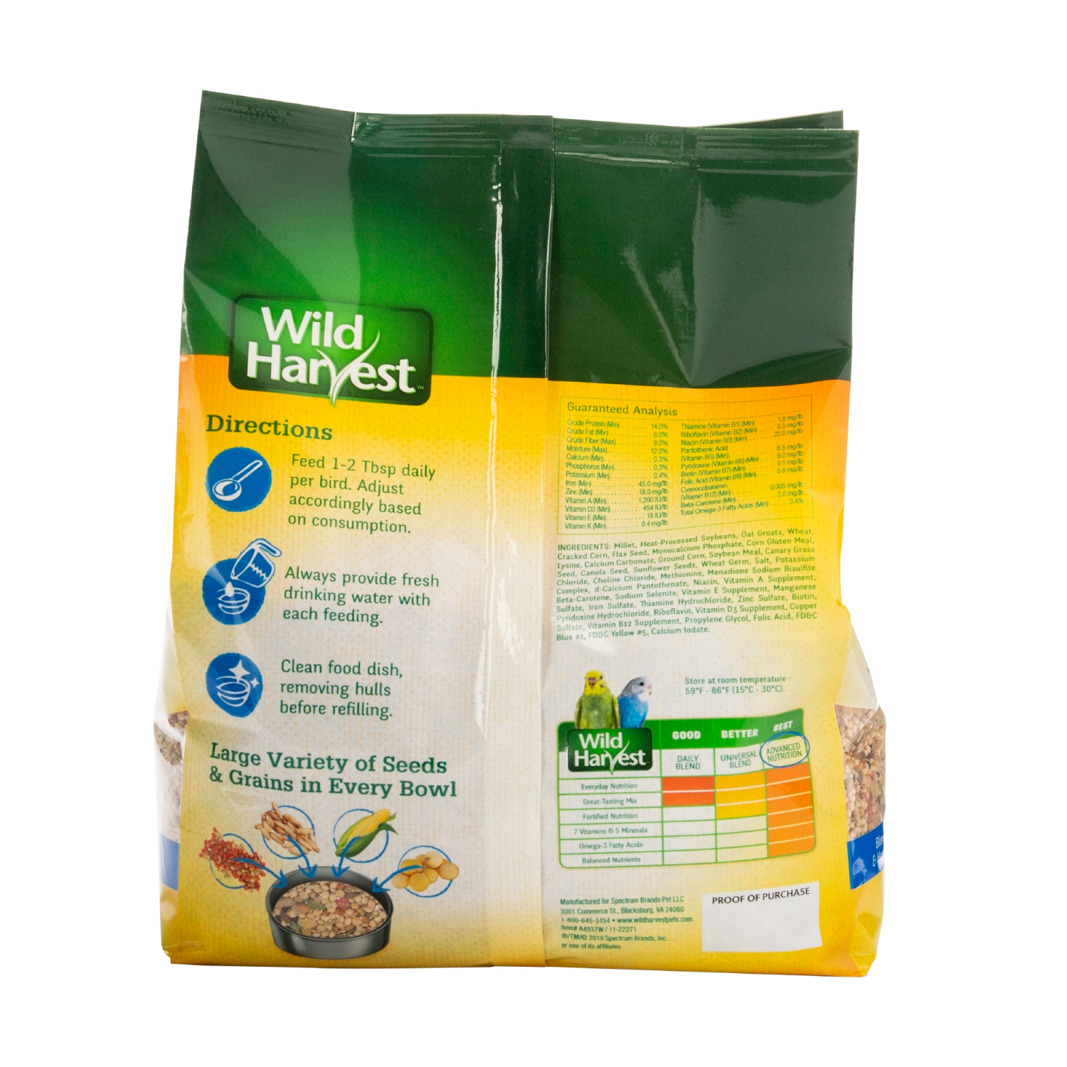 slide 2 of 2, Wild Harvest Advanced Nutrition Parakeet 4 Pounds, Seed And Grain Mix, 4.33 lb