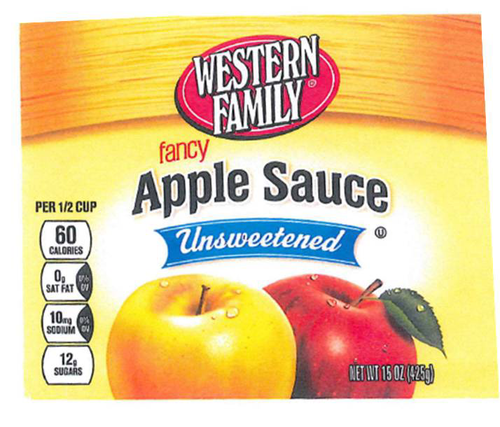 slide 1 of 1, Western Family Applesauce Unsweetened, 15 oz