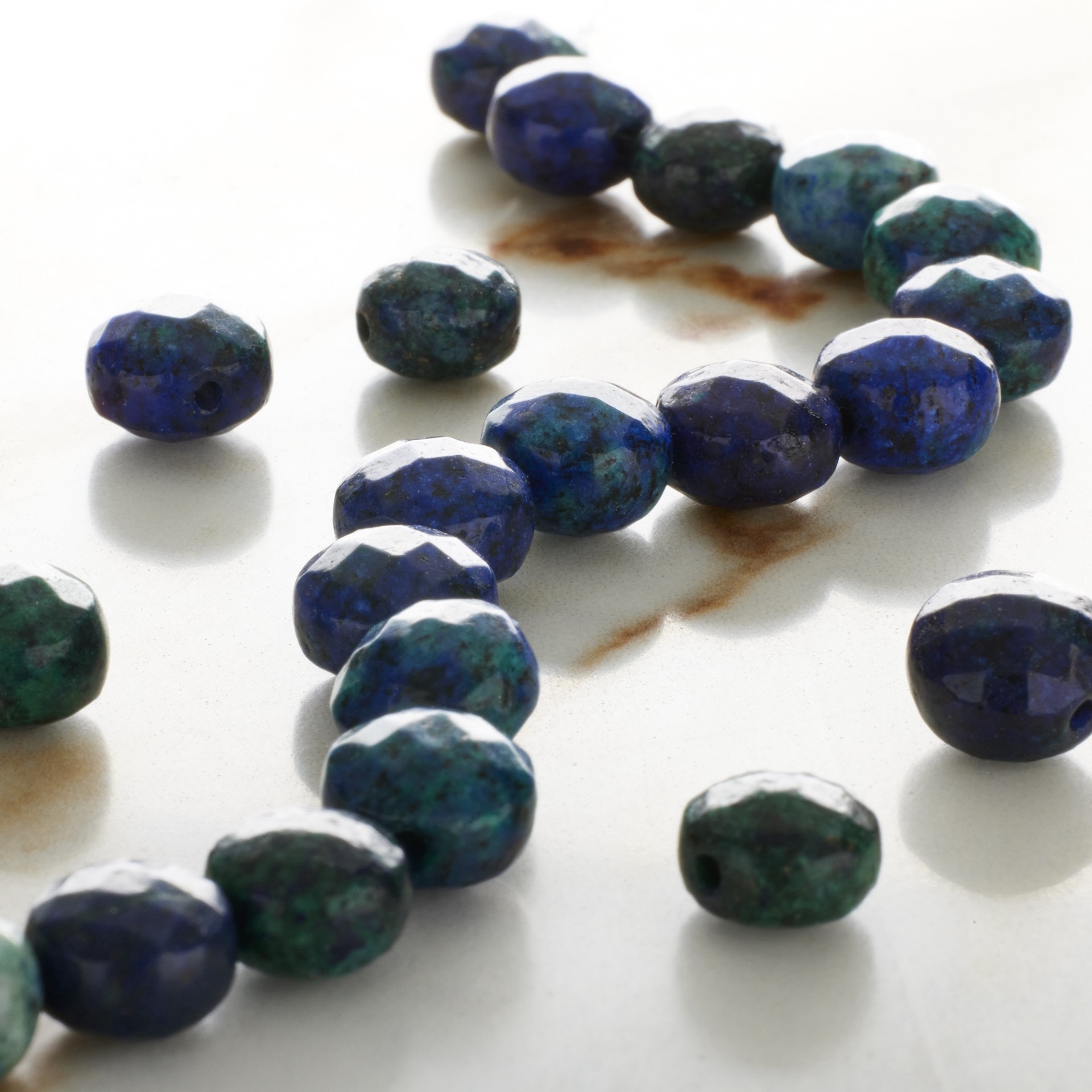 slide 3 of 3, Blue Chrysocolla Faceted Coin Beads, 8mm By Bead Landing, 8mm