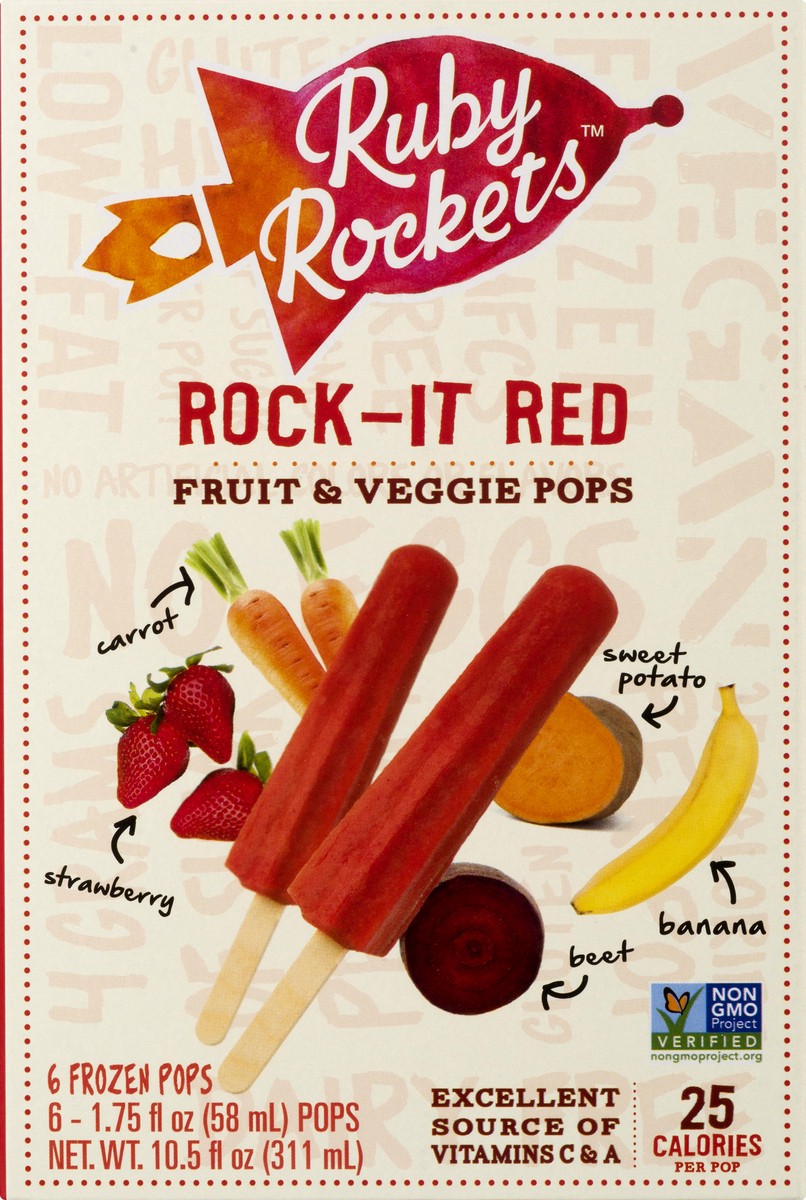 slide 12 of 12, Ruby Rocket's Fruit & Veggie Pops 6.0 ea, 6 ct