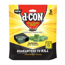 d-Con Refillable Corner Fit Mouse Poison Bait Station, 1 Trap + 5 Refills