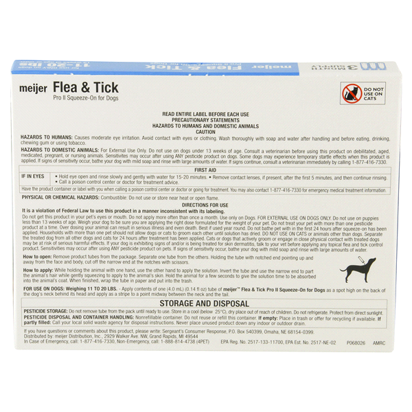 slide 4 of 13, Meijer Pro II Squeeze-On Flea & Tick for Dogs, 11 ct; 20 lb, 3 ct