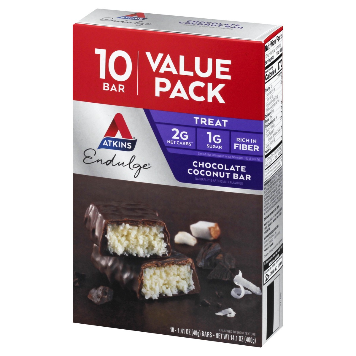 slide 3 of 9, Atkins Nutritional Chocolate Coconut Bar, 14.1 oz