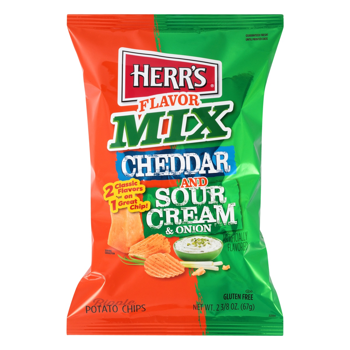 Herr's Potato Chips, Cheddar, Sour Cream & Onion, Flavor Mix, Ripple 2.375 oz Shipt