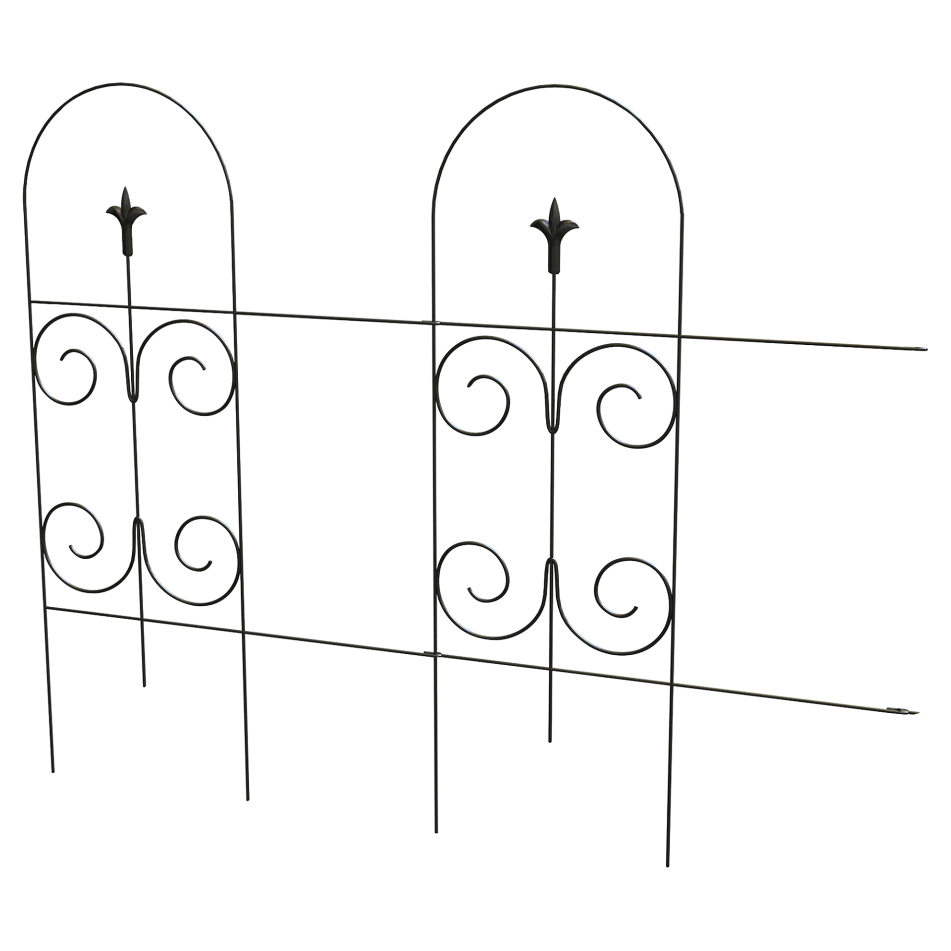 slide 1 of 1, Panacea Black Folding Fence with Finial - 32" x 8', 32 in x 8 ft