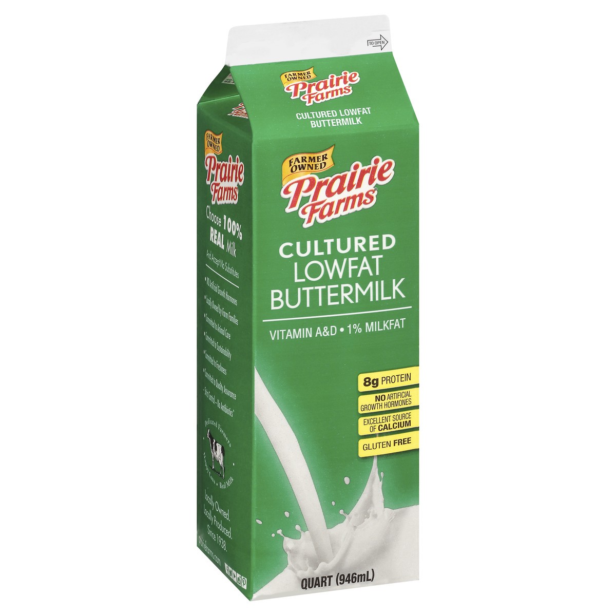 slide 2 of 9, Prairie Farms Lowfat Cultured 1% Milkfat Buttermilk 1 qt, 1 qt