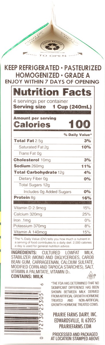 slide 8 of 9, Prairie Farms Lowfat Cultured 1% Milkfat Buttermilk 1 qt, 1 qt