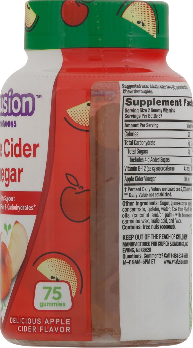 slide 8 of 9, vitafusion Apple Cider Vinegar Gummy Vitamins 75 Gummies, 60 ct