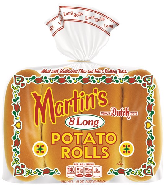 slide 1 of 9, Martin's Long Potato Rolls, 8 ct