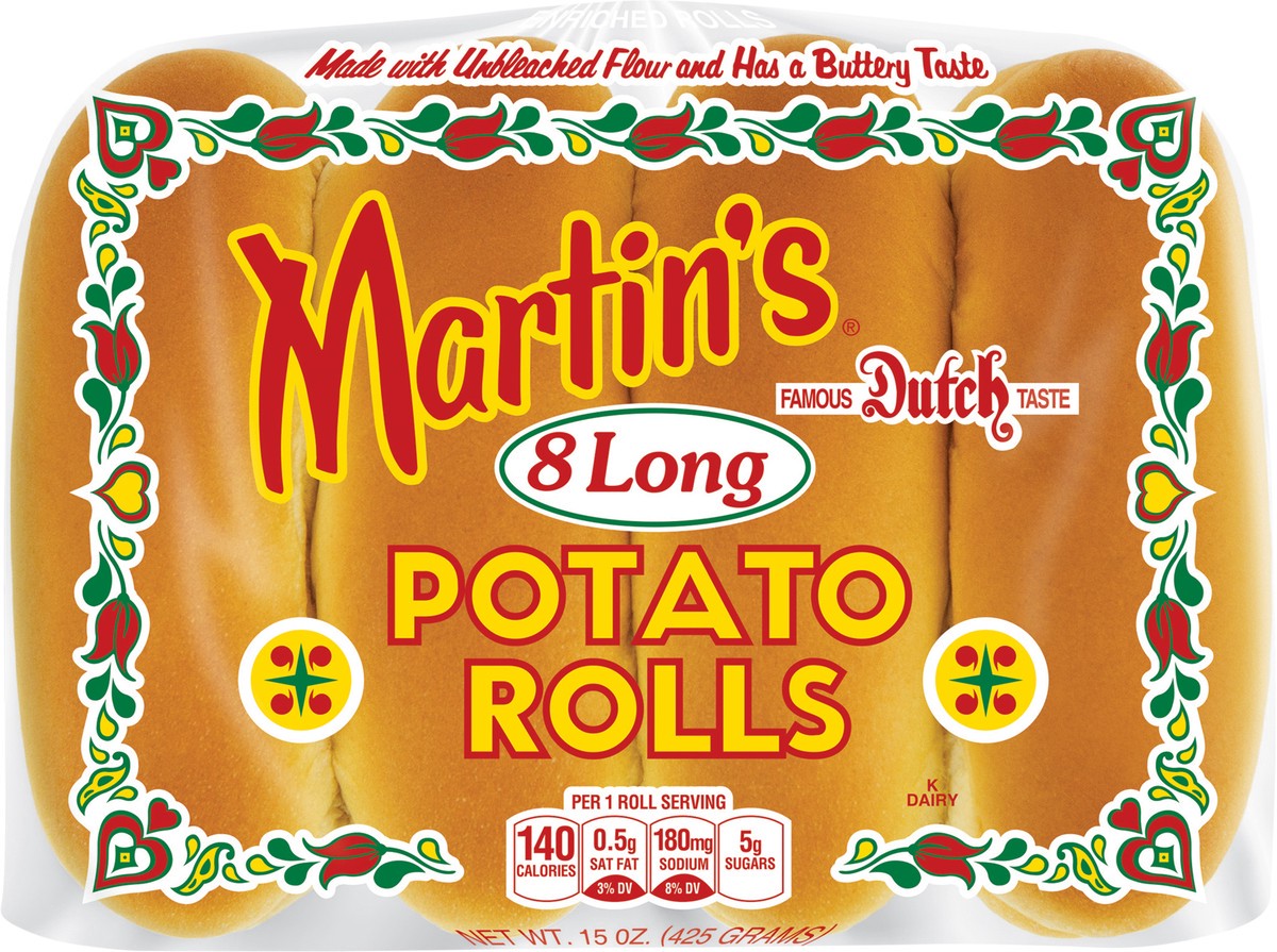 slide 3 of 9, Martin's Long Potato Rolls, 8 ct