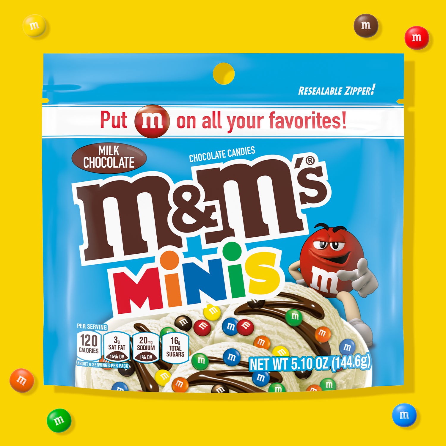 slide 4 of 8, M&M's MINIS Milk Chocolate Candy, Grab & Go Size, 5.1 oz Bag, 5.1 oz