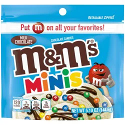 M&M''S MINIS Milk Chocolate Candy, Grab & Go Size, 5.1 oz Bag