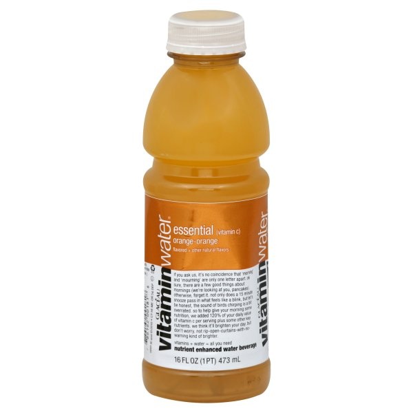 slide 1 of 1, vitaminwater Water Beverage, Nutrient Enhanced, Essential, Orange-Orange, 16 oz