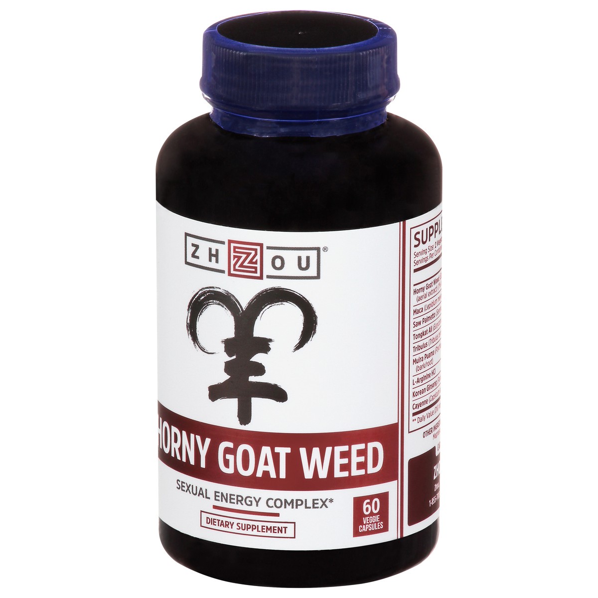 slide 3 of 9, Zhou Horny Goat Weed With Maca & Tribulus Dietary Supplement, 60 ct