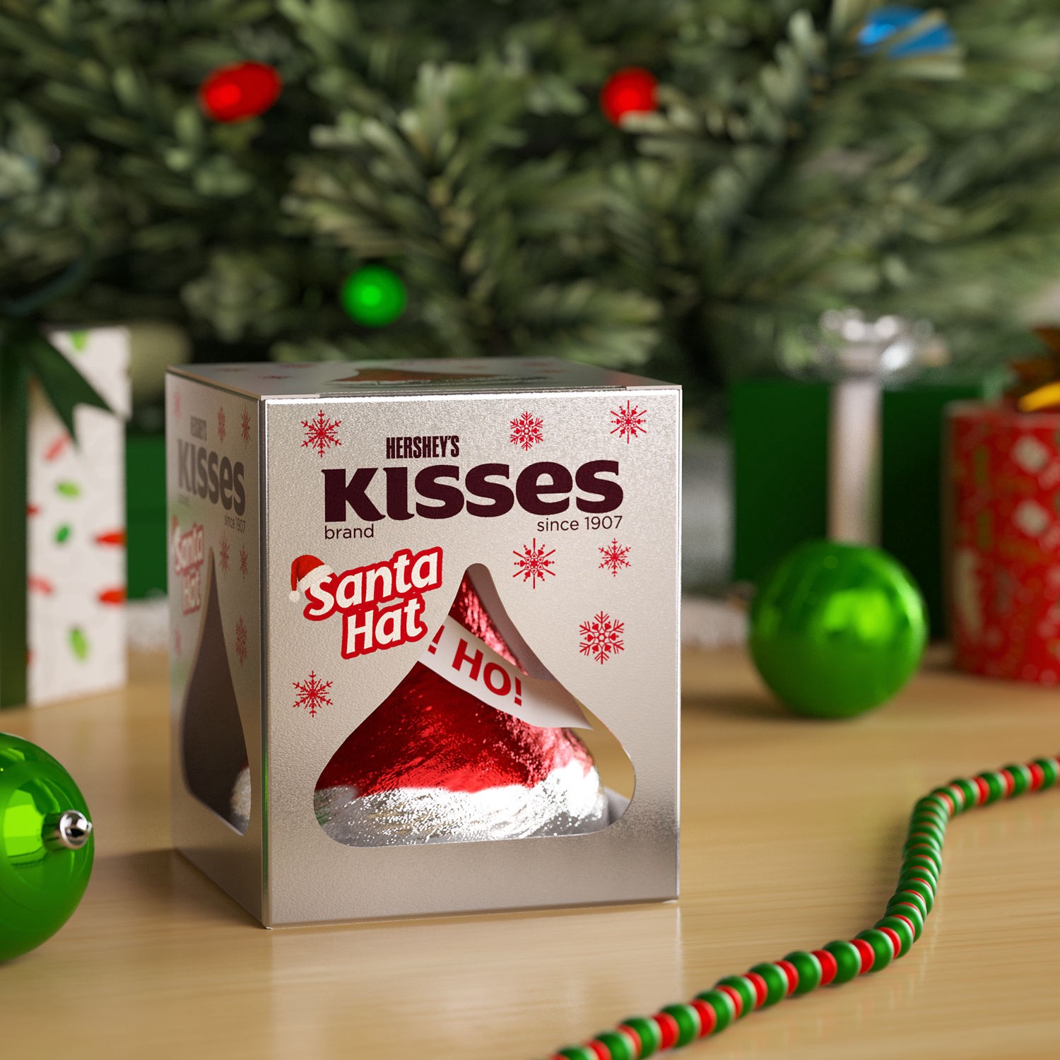 slide 5 of 8, Hershey'Sn Solid Milk Chocolate Santa Hat Kiss, 1.45 oz