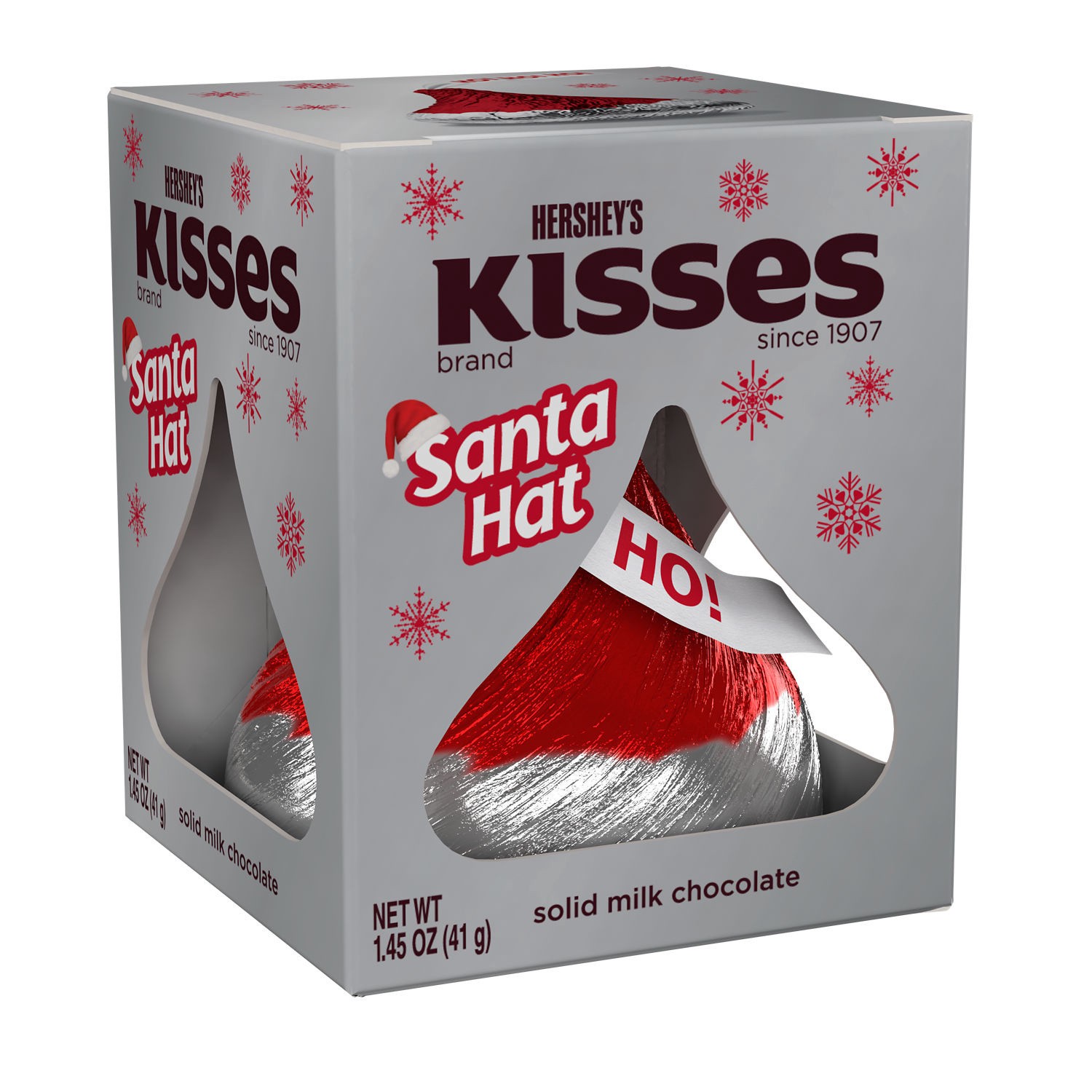 slide 1 of 8, Hershey'Sn Solid Milk Chocolate Santa Hat Kiss, 1.45 oz