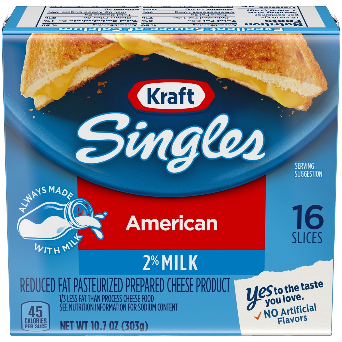 slide 1 of 9, Kraft 2% Milk American Cheese Singles, 