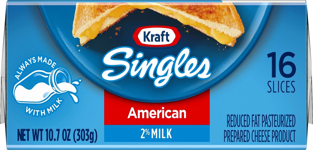 slide 4 of 9, Kraft 2% Milk American Cheese Singles, 