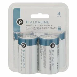 Publix Battery, D Alkaline, 4 Pack