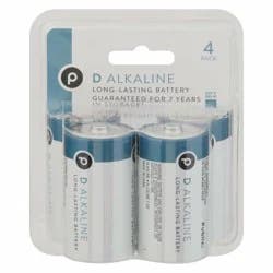 Publix Battery, D Alkaline, 4 Pack