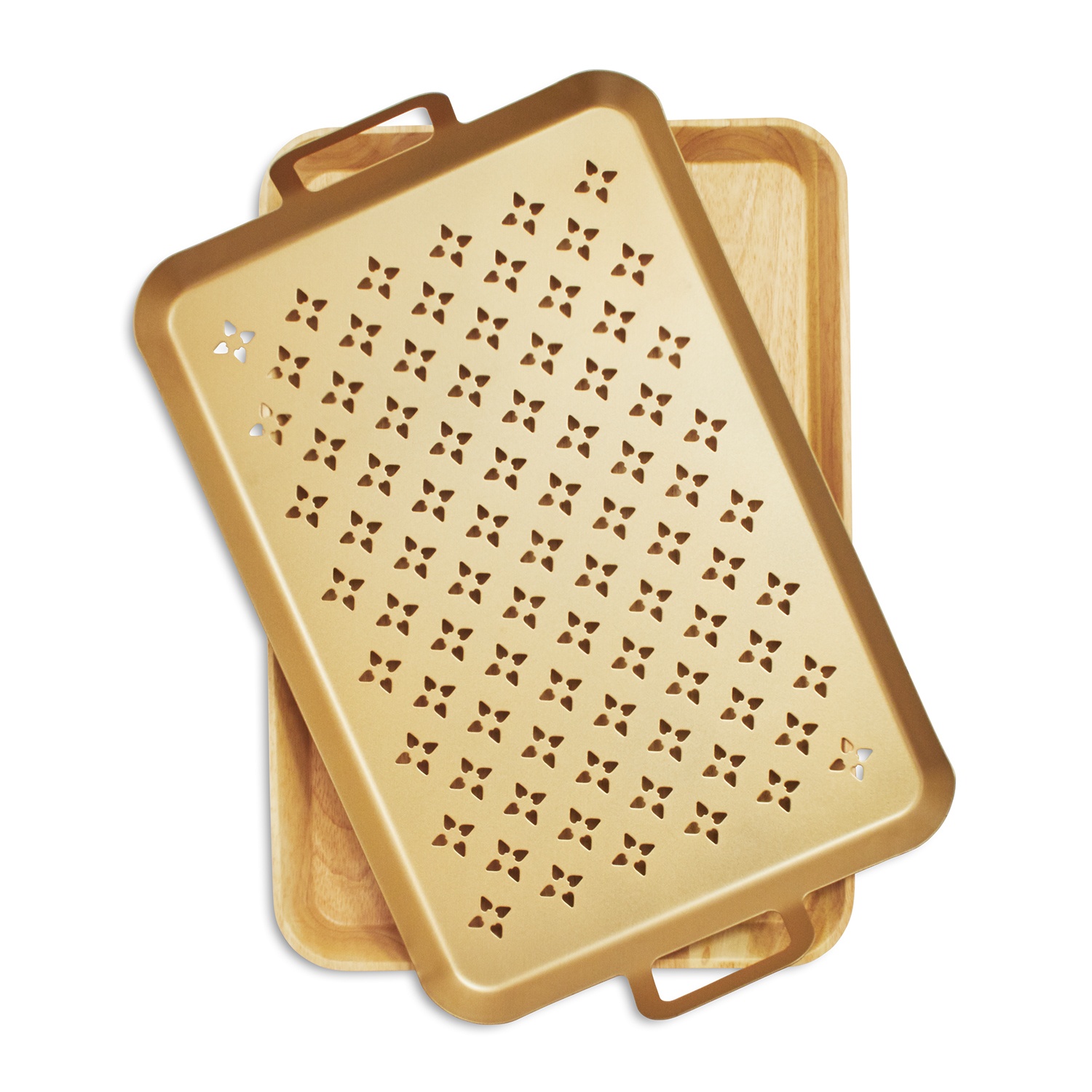 slide 1 of 1, Charcoal Companion Nonstick Grill Grid with Wood Trivet, Gold, 1 ct