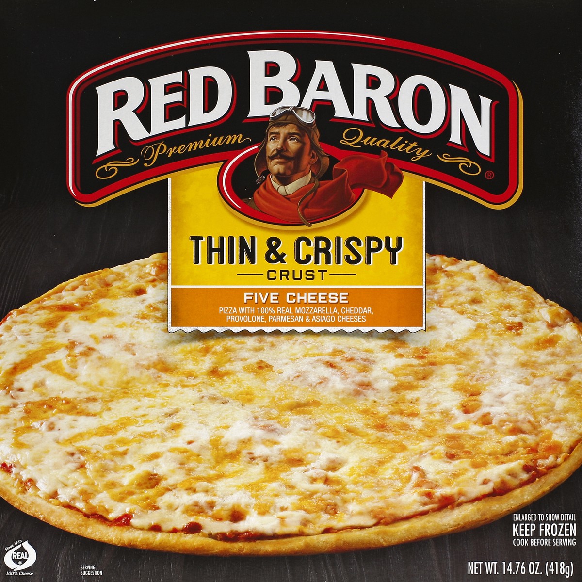 slide 4 of 4, Red Baron Fire Baked Thin Crust 5-Cheese Pizza, 14.76 oz