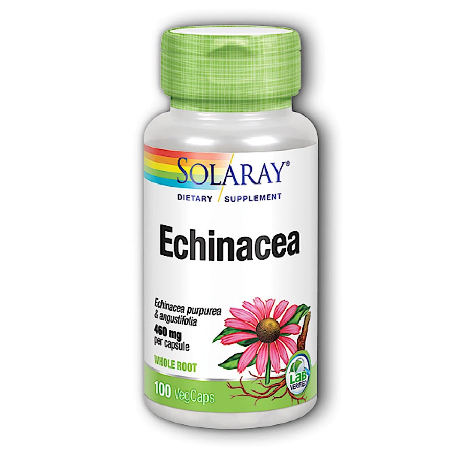 slide 1 of 1, Solaray Echinacea Angustifolia & Purpurea Root Vegetarian Capsules, 100 ct