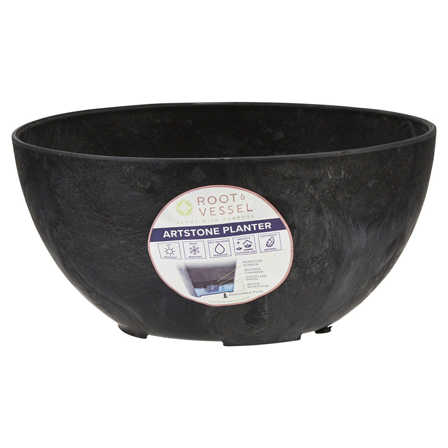 slide 1 of 1, Novelty Napa 10" Bowl Planter Black, 10 in