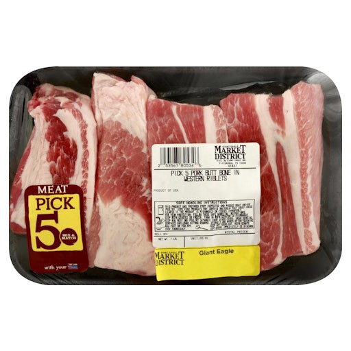 slide 1 of 1, Giant Eagle Pork Butt Riblets, Bone In, Pick 5, 1 lb