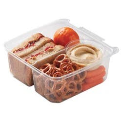 Meal Simple by H-E-B Kids' PB&J Sandwich, Pretzels, Orange, Carrots & Hummus