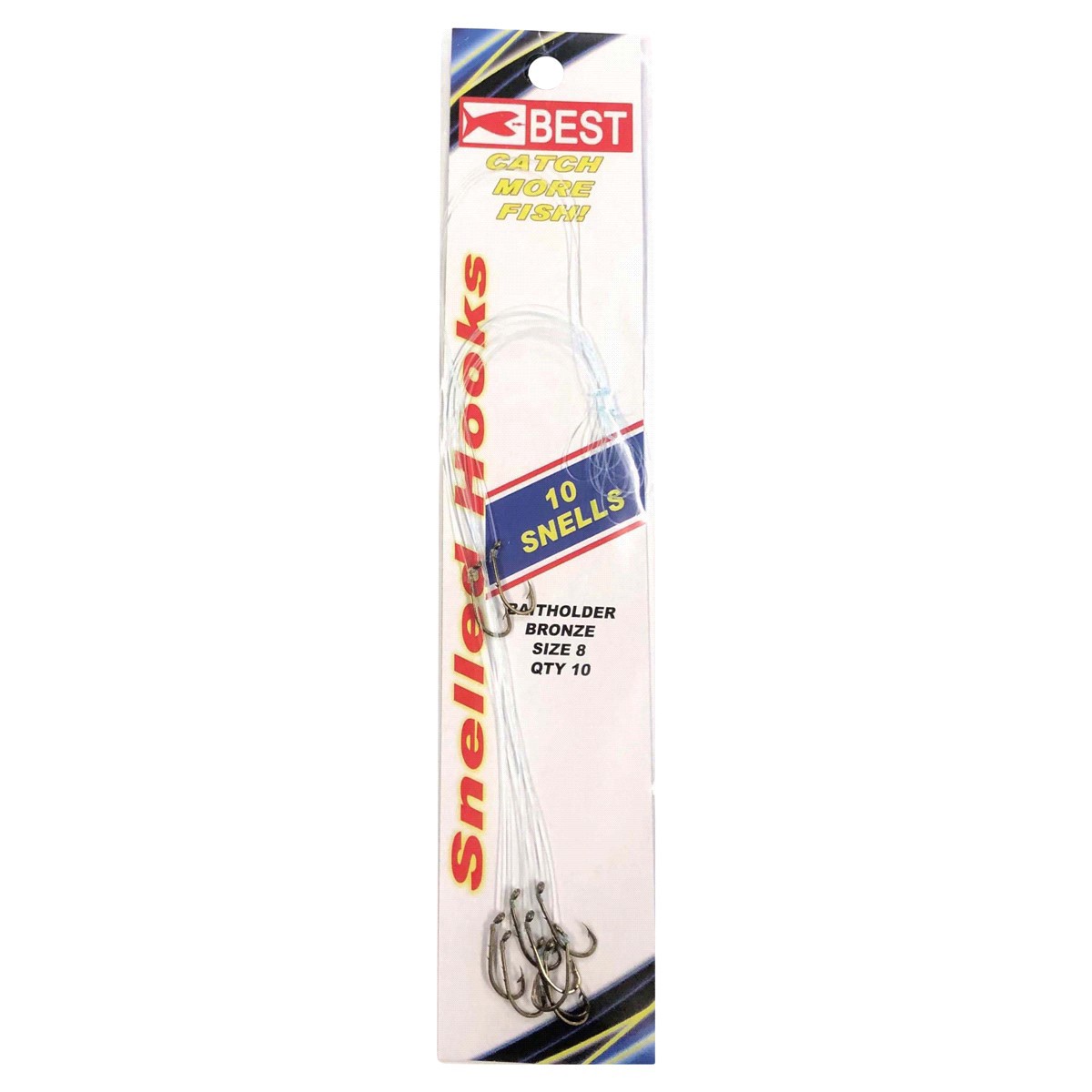 slide 1 of 1, BEST Bronze Bait Holder Snell, Size 8 Hook, 10 ct